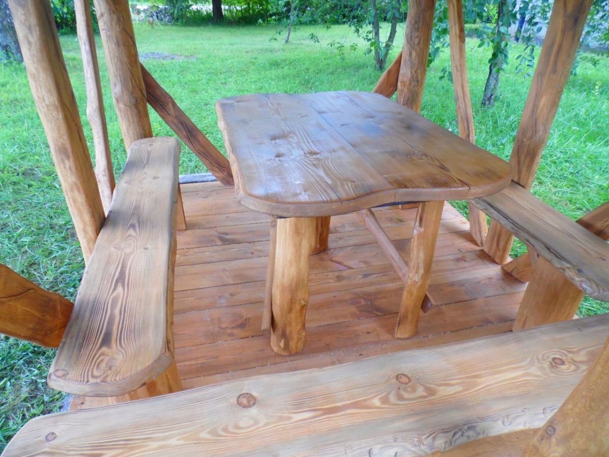 Rustic Wooden Log Gazebo