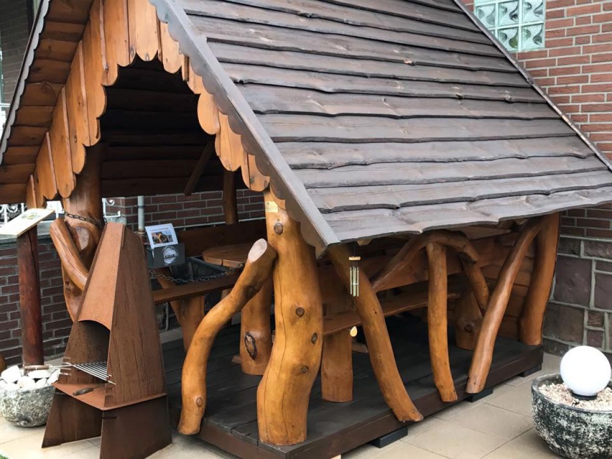 Rustic Wooden Log Gazebo