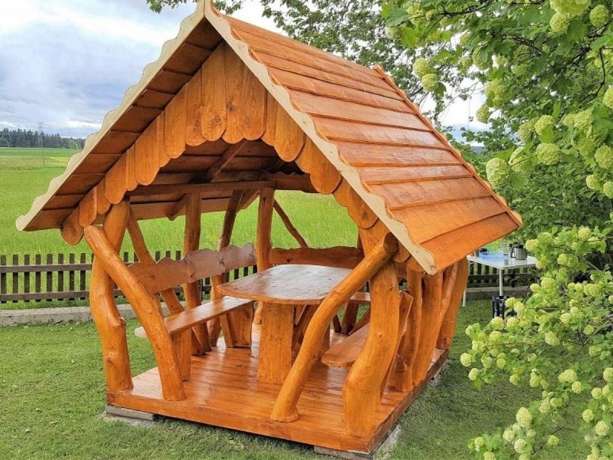 Rustic Wooden Log Gazebo