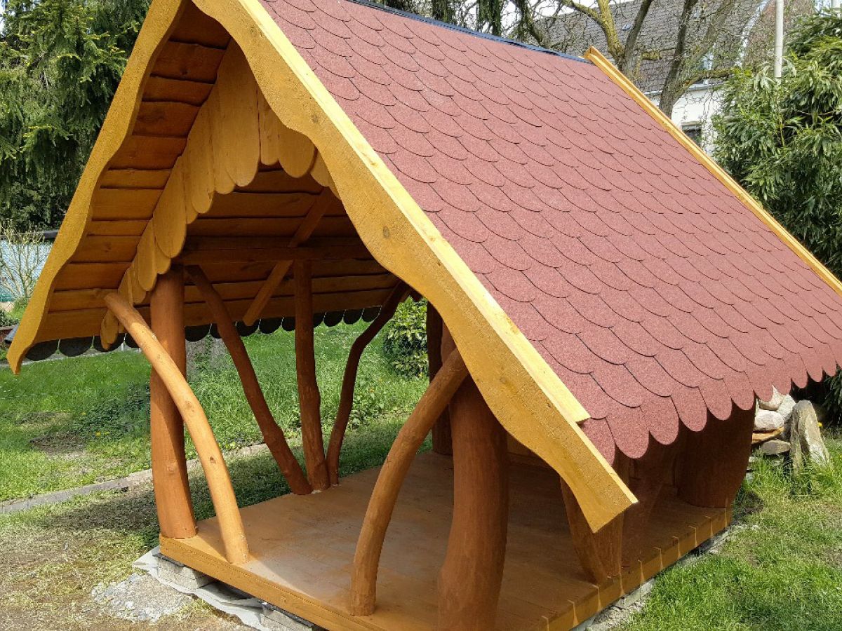Rustic Wooden Log Gazebo