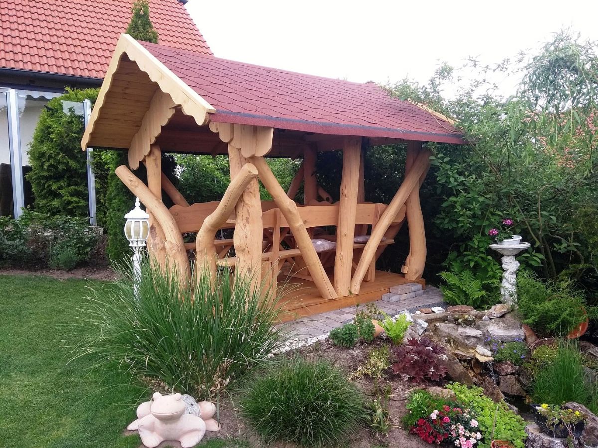 Rustic Wooden Log Gazebo