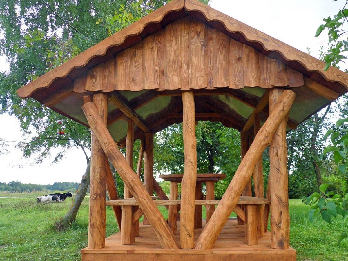 Rustic Wooden Log Gazebo
