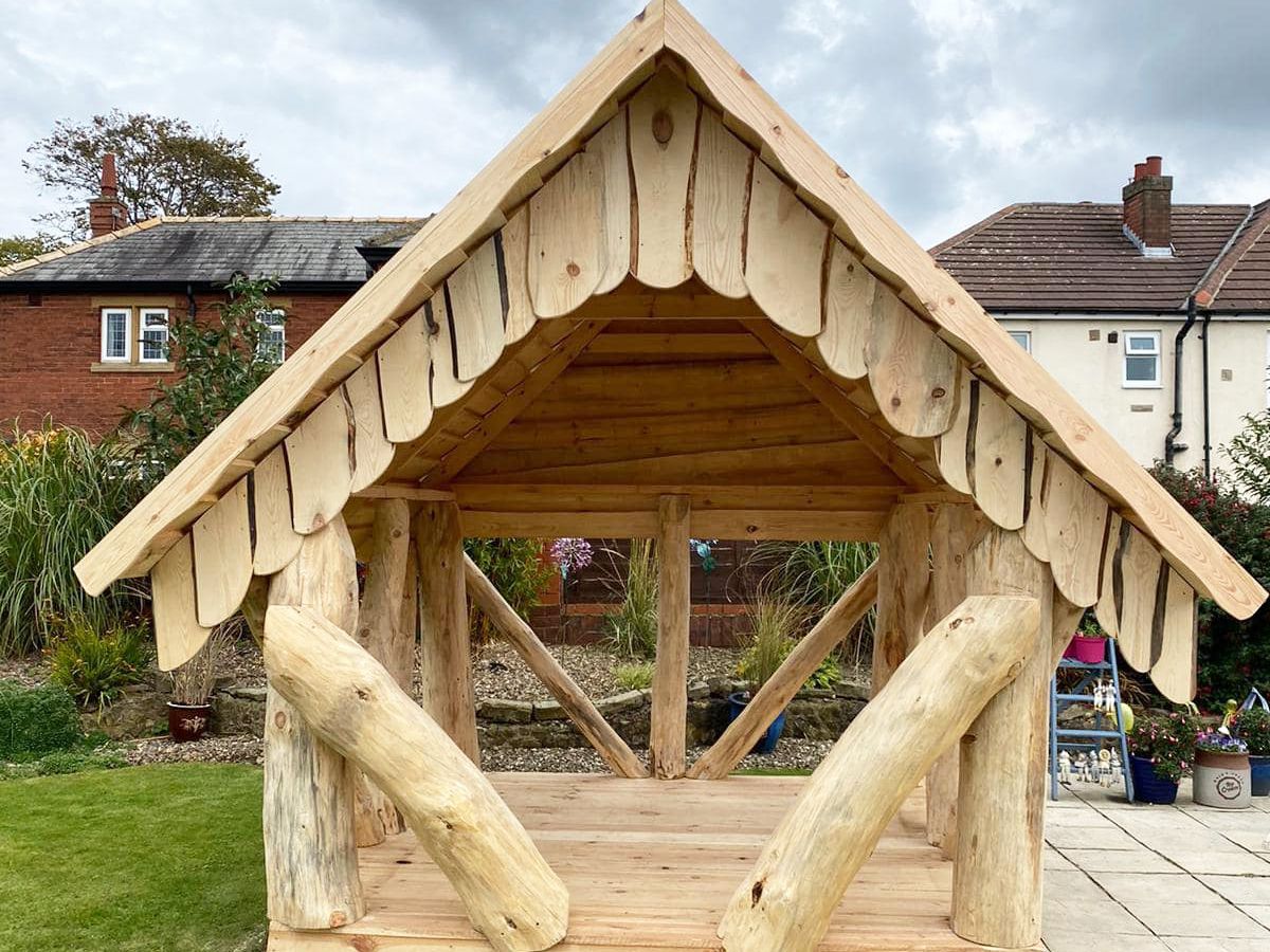 Rustic Wooden Log Gazebo