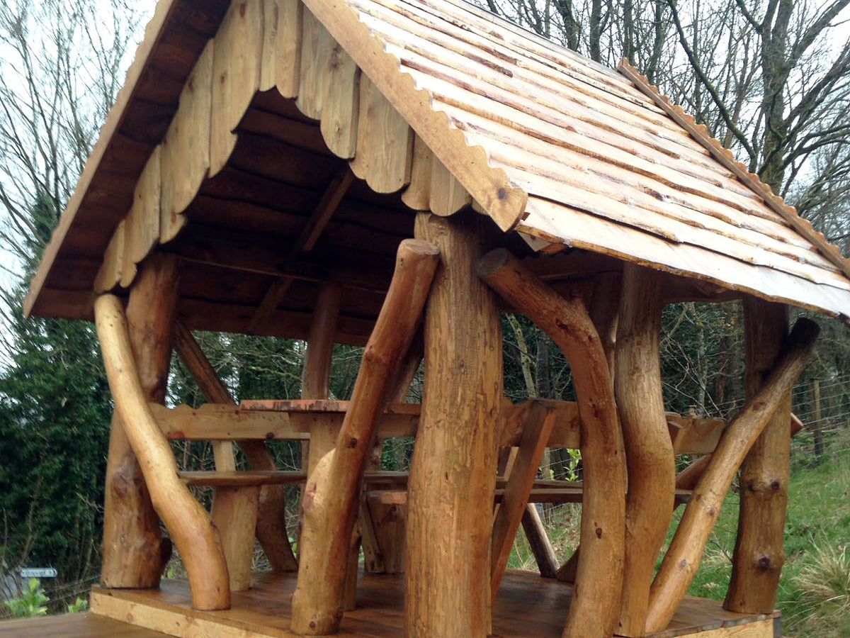 Rustic Wooden Log Gazebo