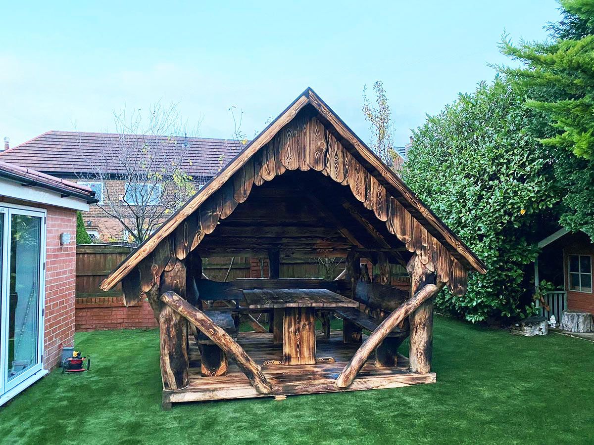 Rustic Wooden Log Gazebo
