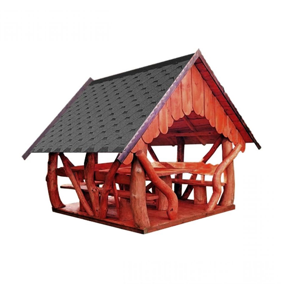 Rustic Timber Log Gazebo (2.5m by 2.5m) Rustic Timber Log Gazebo (2.5m by 2.5m)