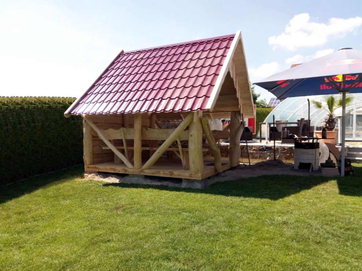 Rustic Wooden Log Gazebo