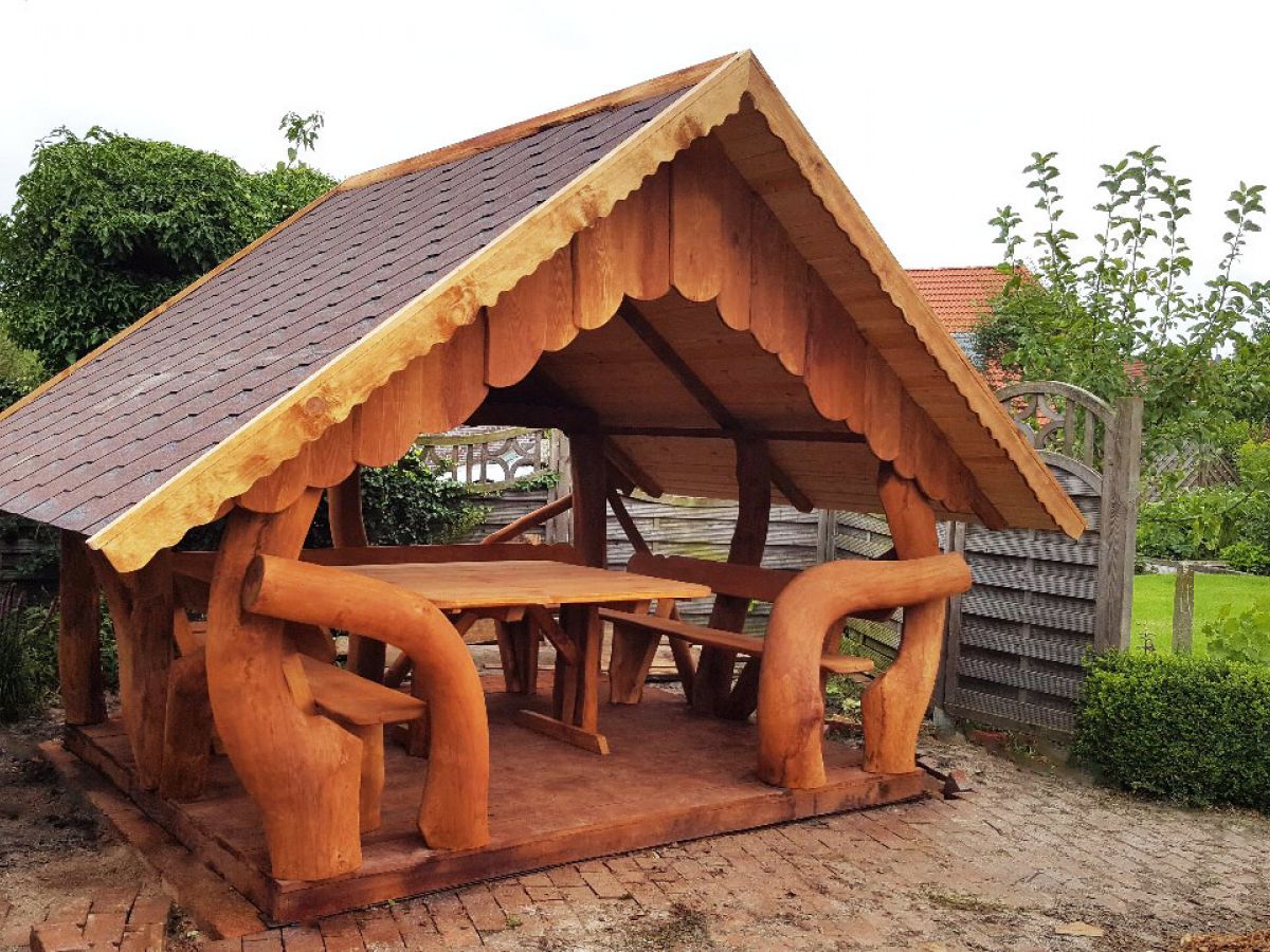 Rustic Wooden Log Gazebo