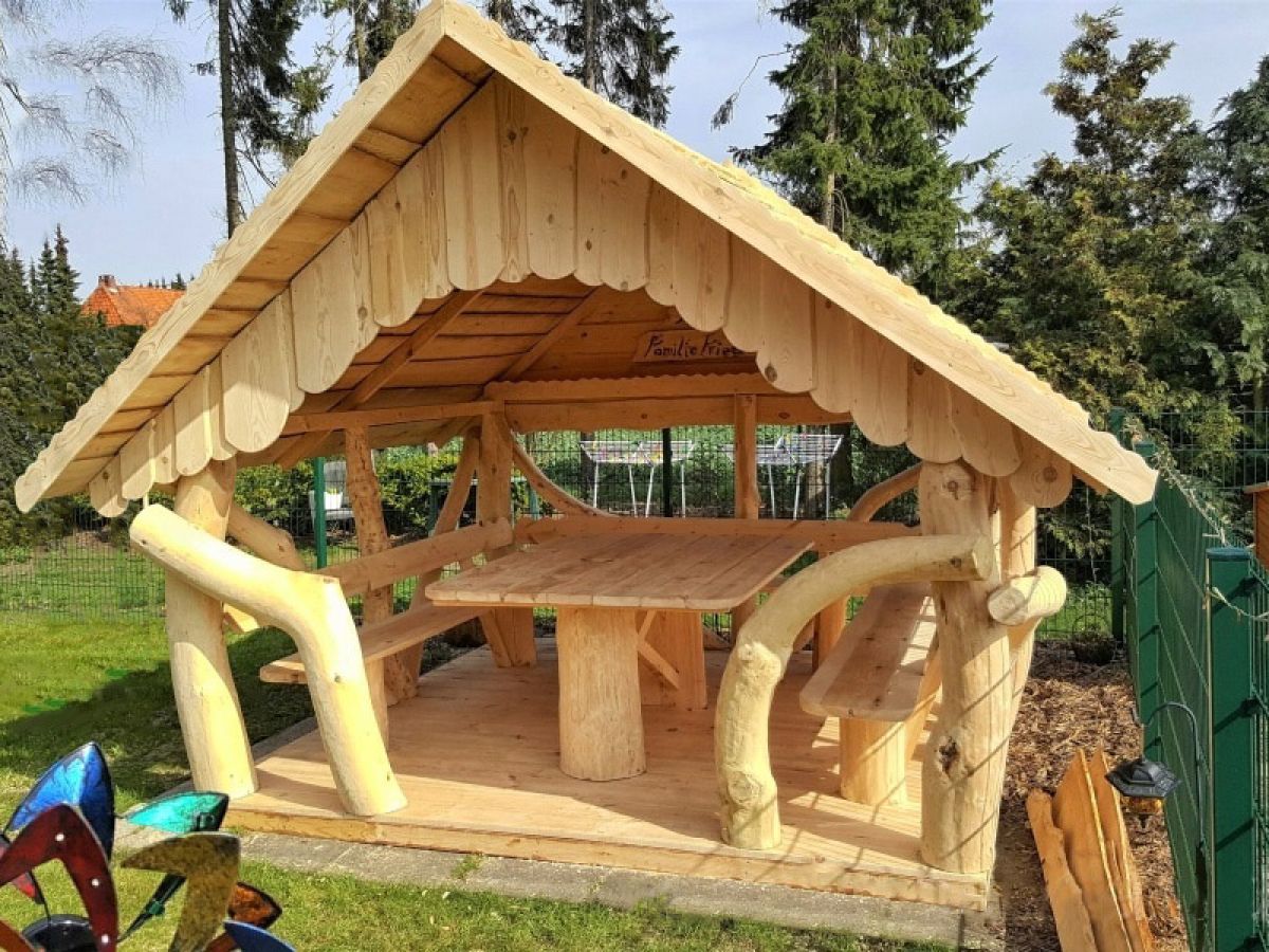 Rustic Wooden Log Gazebo