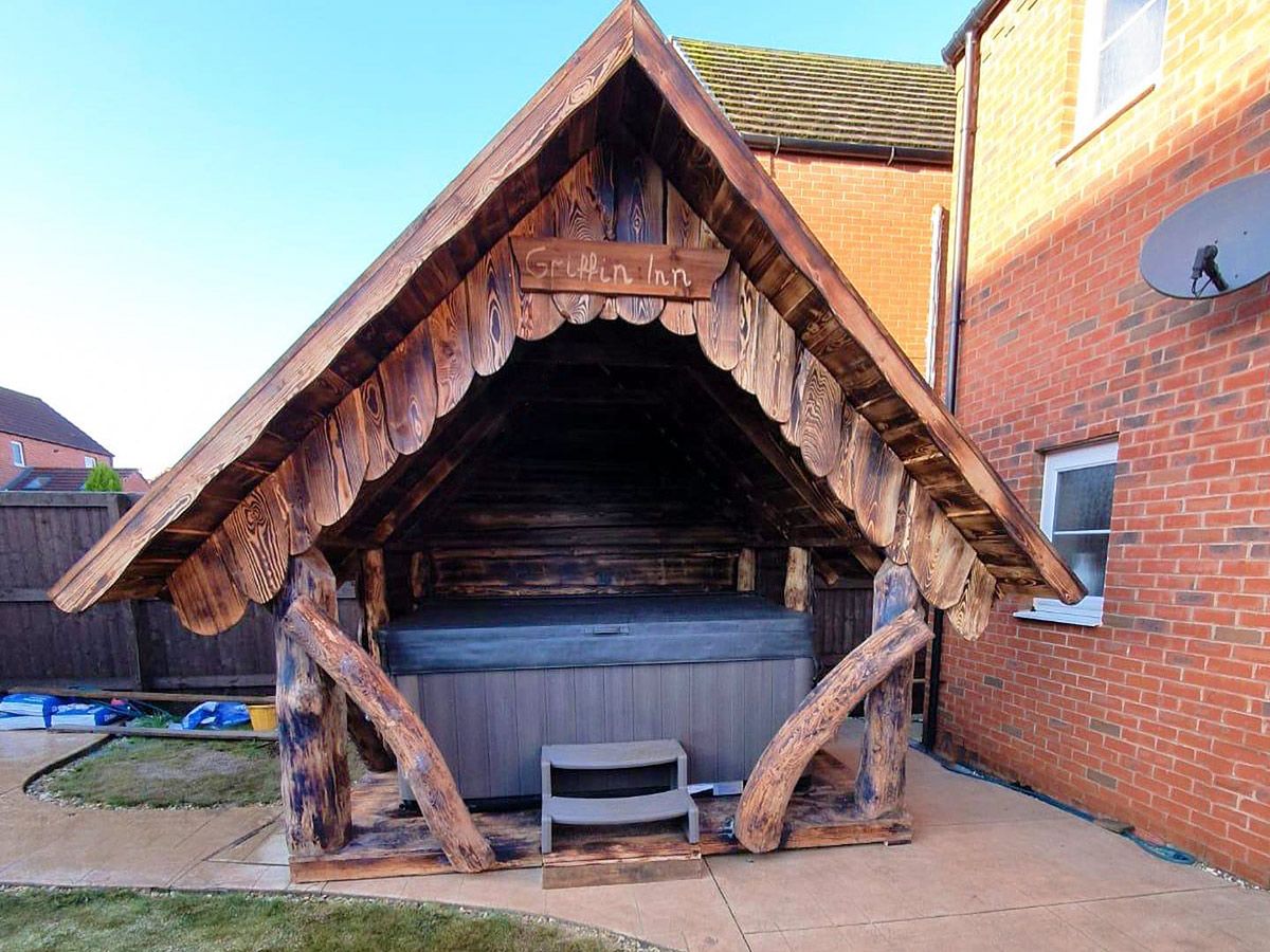 Rustic Wooden Log Gazebo