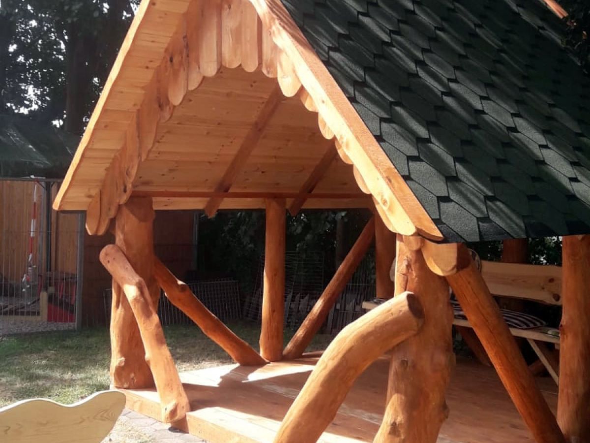 Rustic Wooden Log Gazebo
