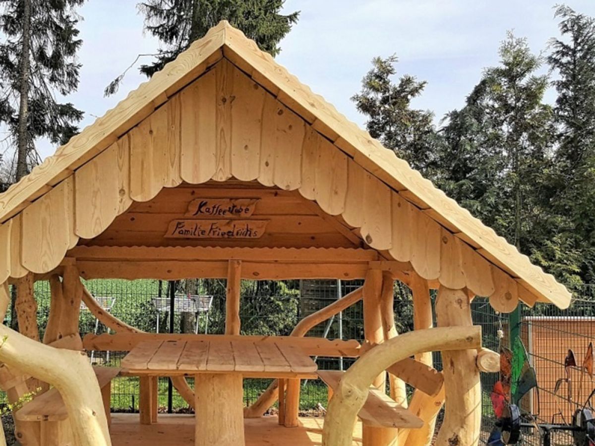 Rustic Wooden Log Gazebo