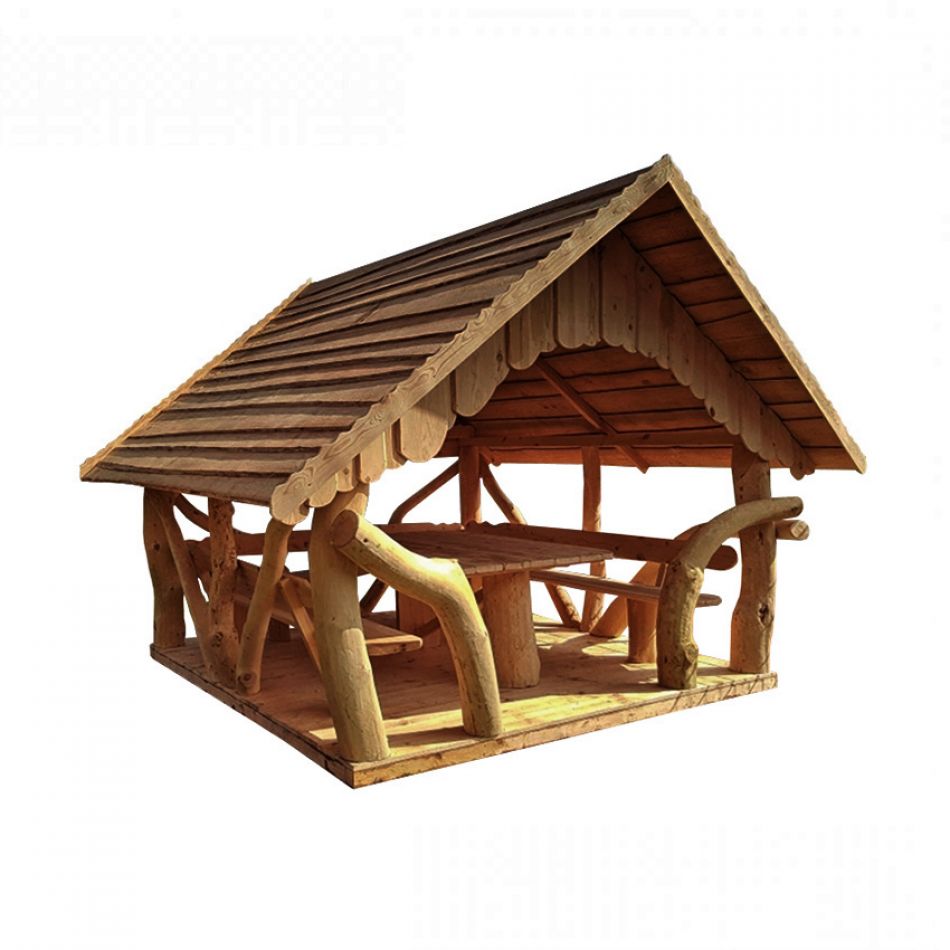 Rustic Timber Log Gazebo (3m by 3m) Rustic Timber Log Gazebo (3m by 3m)
