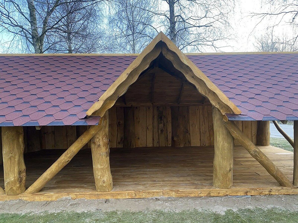 Rustic Wooden Log Gazebo Pavilion