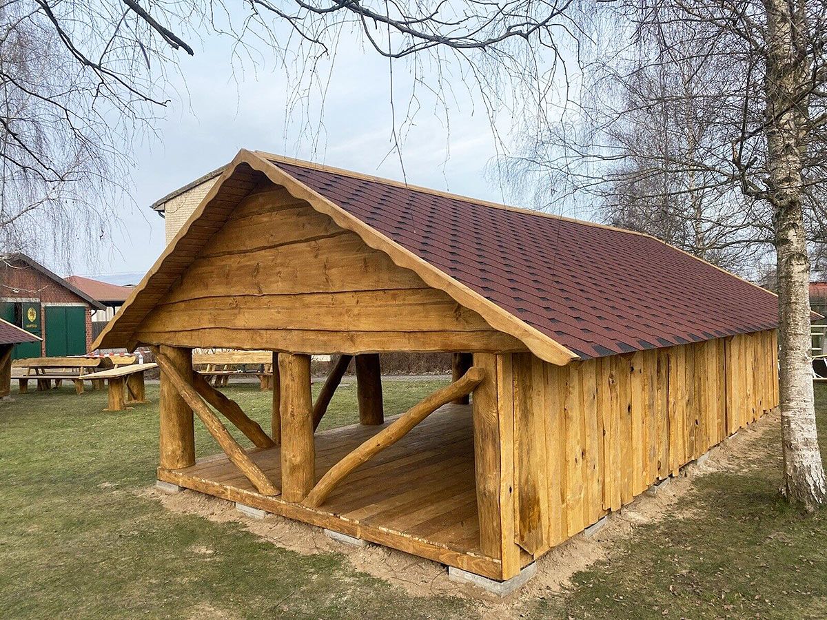 Rustic Wooden Log Gazebo Pavilion