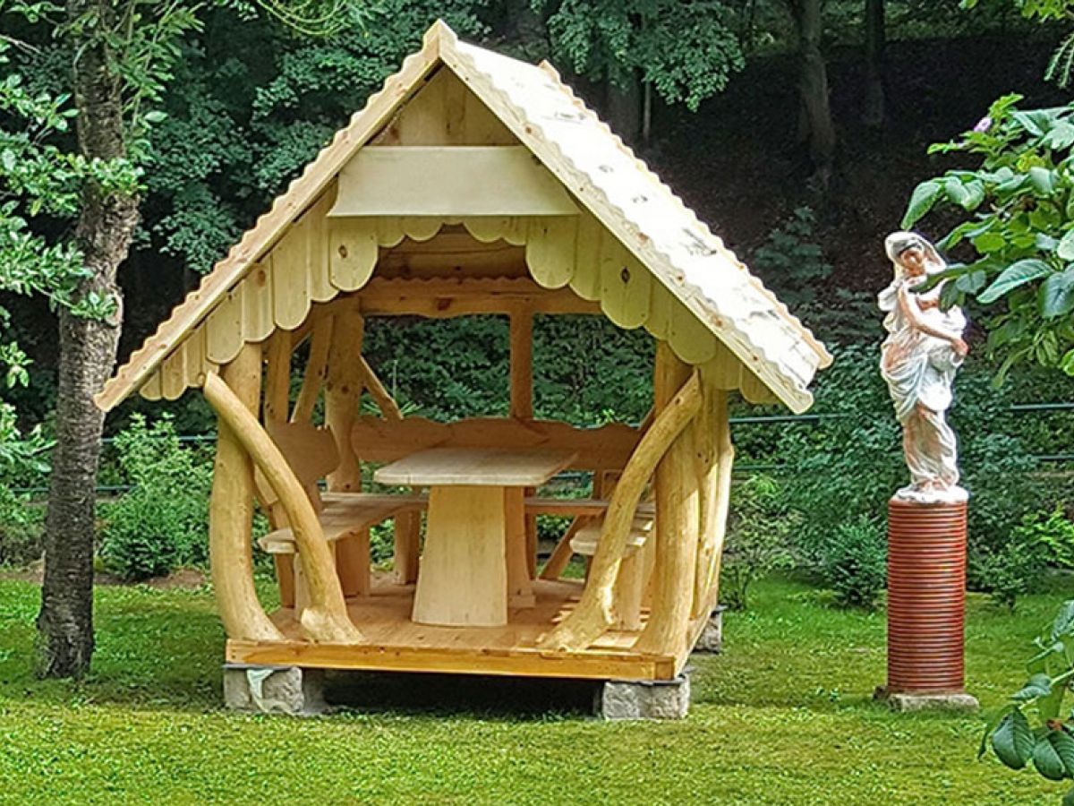 Rustic Wooden Log Gazebo