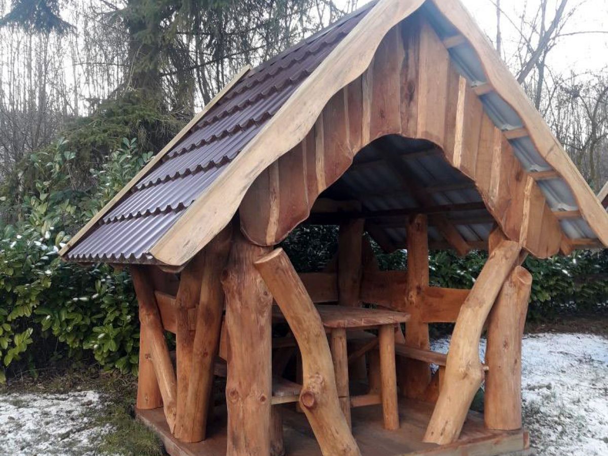 Rustic Wooden Log Gazebo