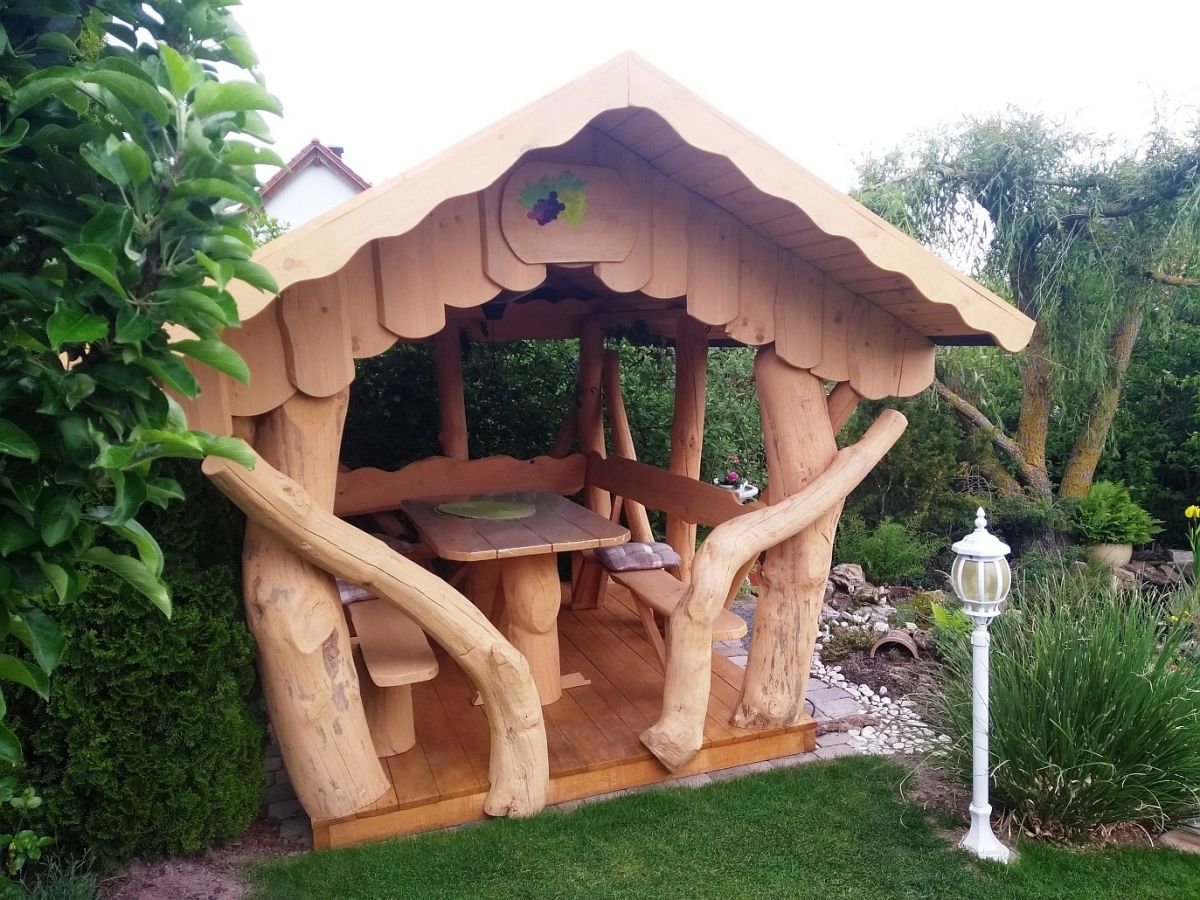 Rustic Wooden Log Gazebo
